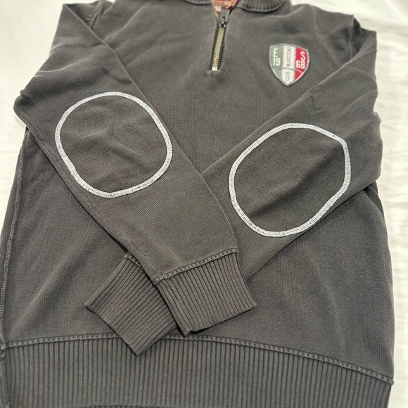 Mens Sz: S Esprit Dusty Black Club Marittimo 1/4 Zip Pullover Elbow Patches. - Picture 7 of 12